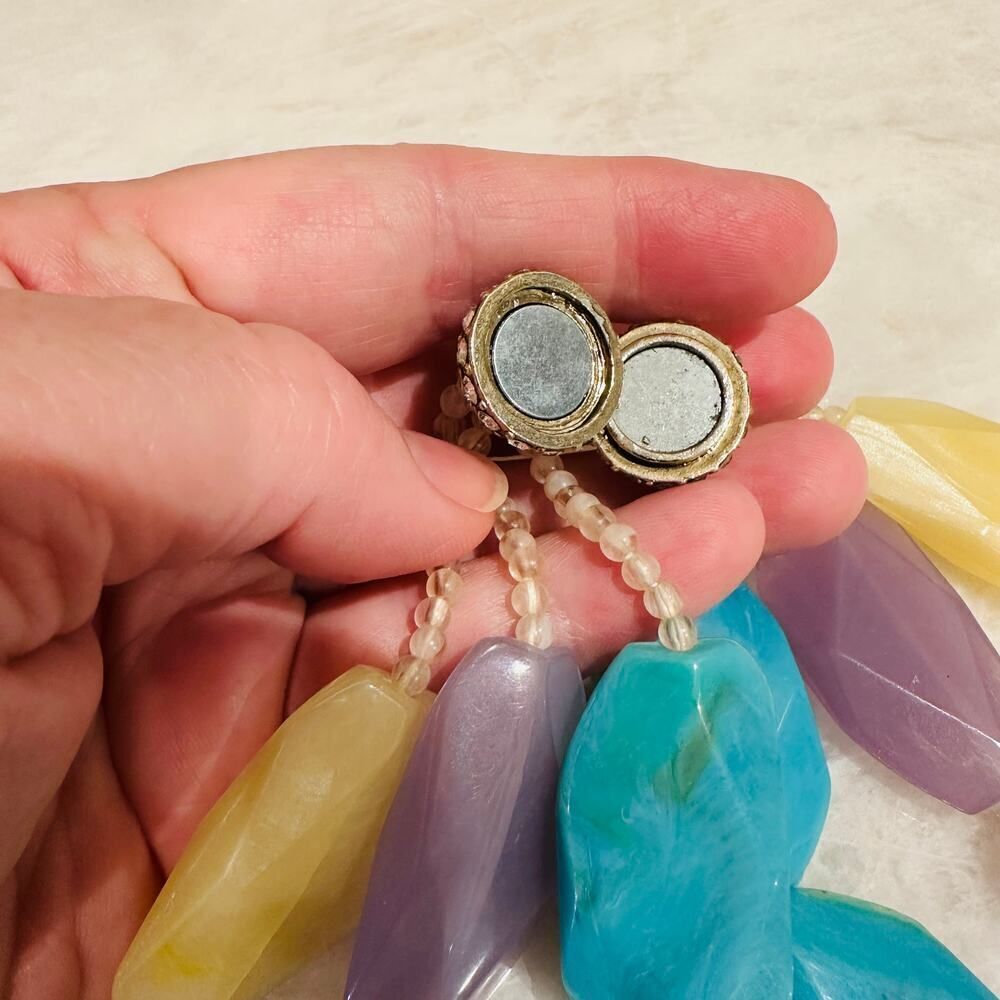 Talbots Multi-Strand Faceted Resin Statement Necklace – Pastel & Earth Tones - Picture 6 of 7